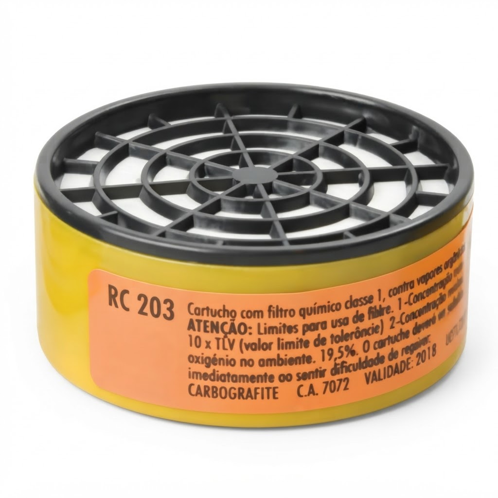 Cartucho Rc203 Vapor Organicos/Gases Acidos C/Carvao Ativad Classe1 Ca7072 Mascara Cg306 Carbograf
