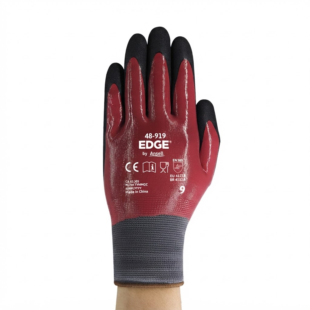 Luva Nitril Dupla Camada Preto/Verm EDGE 48-919 CA 43203 Ansell